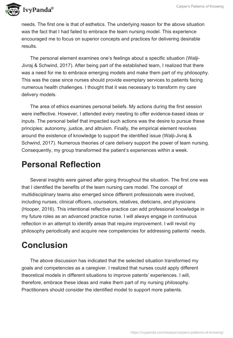 Carper’s Patterns of Knowing. Page 2