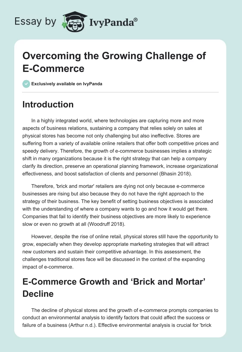Overcoming the Growing Challenge of E-Commerce. Page 1