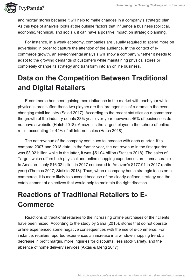 Overcoming the Growing Challenge of E-Commerce. Page 2