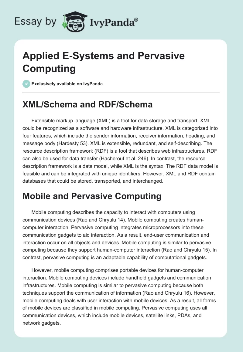 Applied E-Systems and Pervasive Computing. Page 1