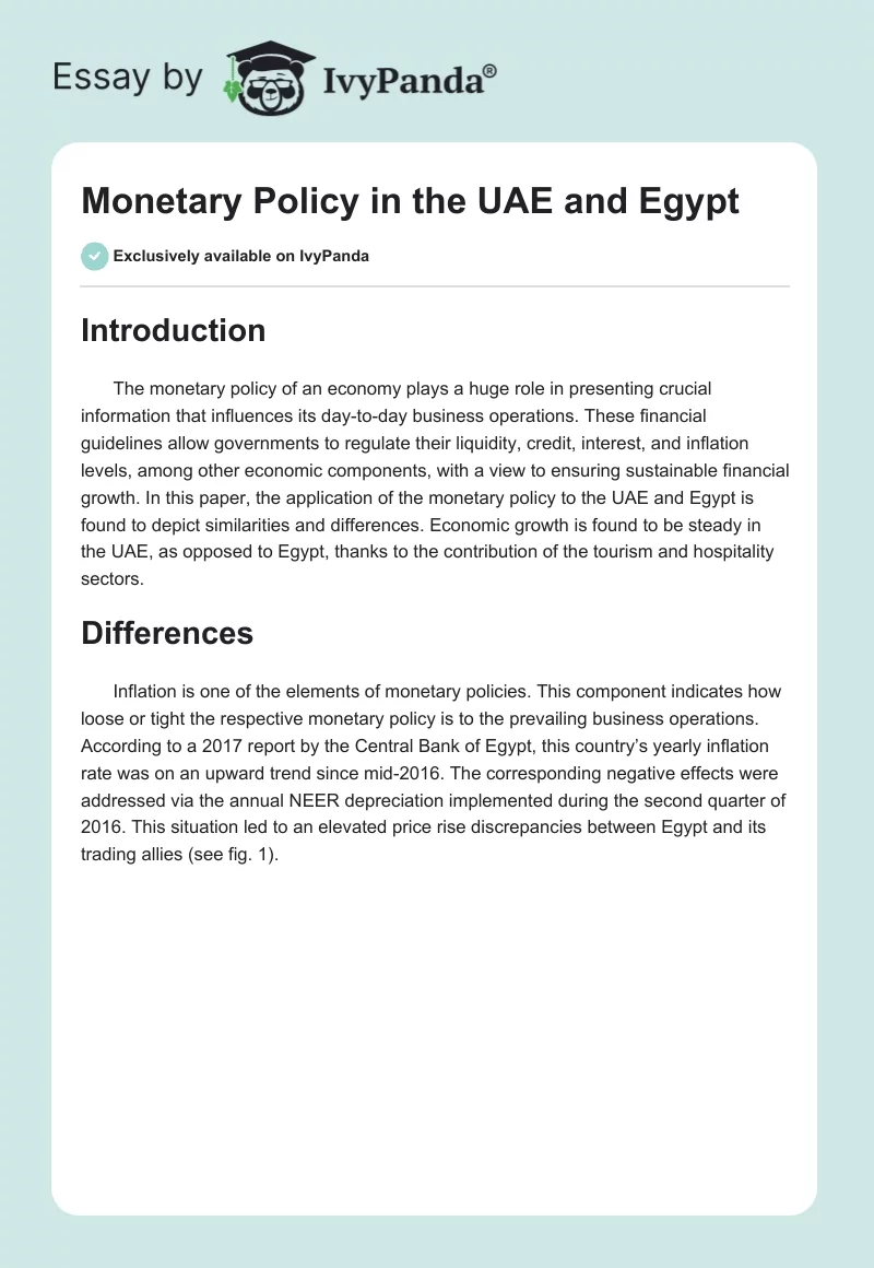 Monetary Policy in the UAE and Egypt. Page 1