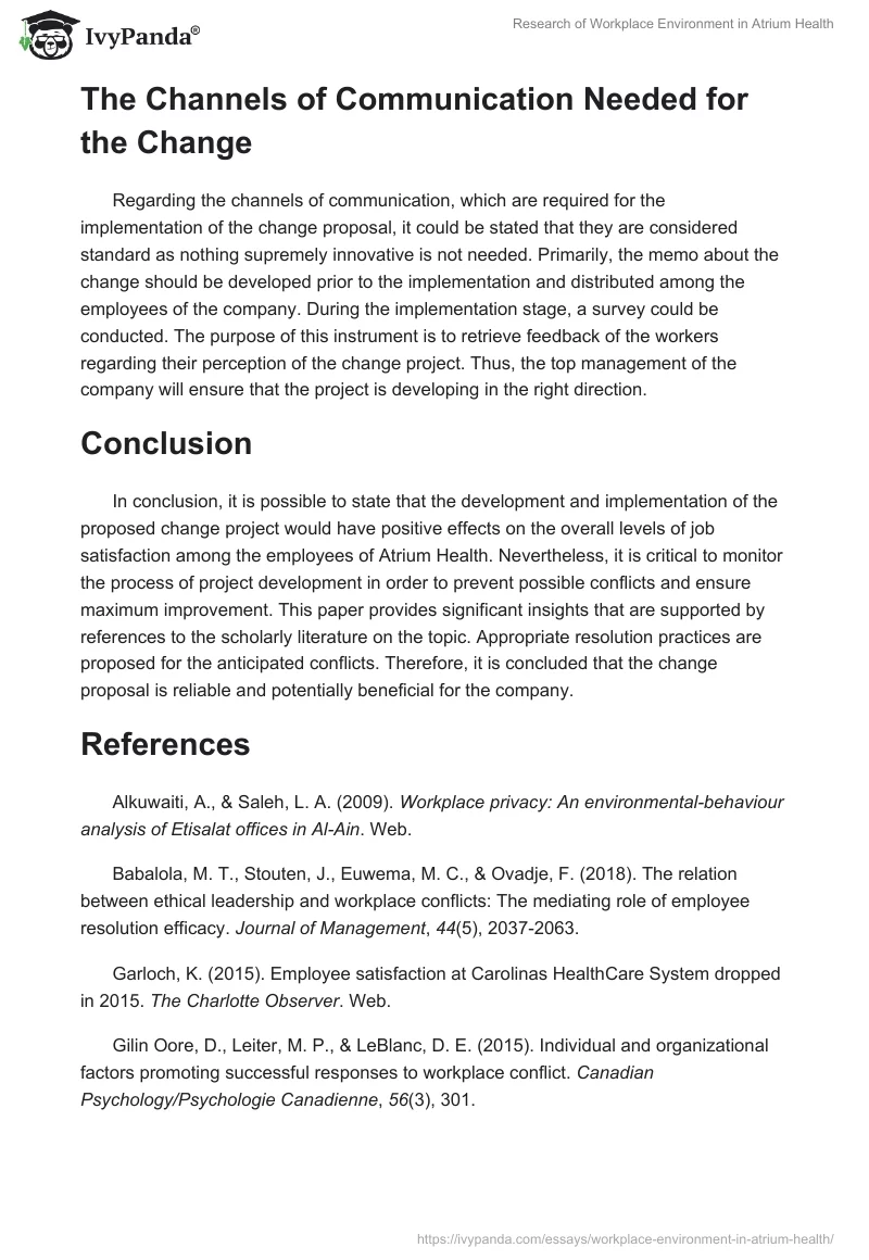 Research of Workplace Environment in Atrium Health. Page 3