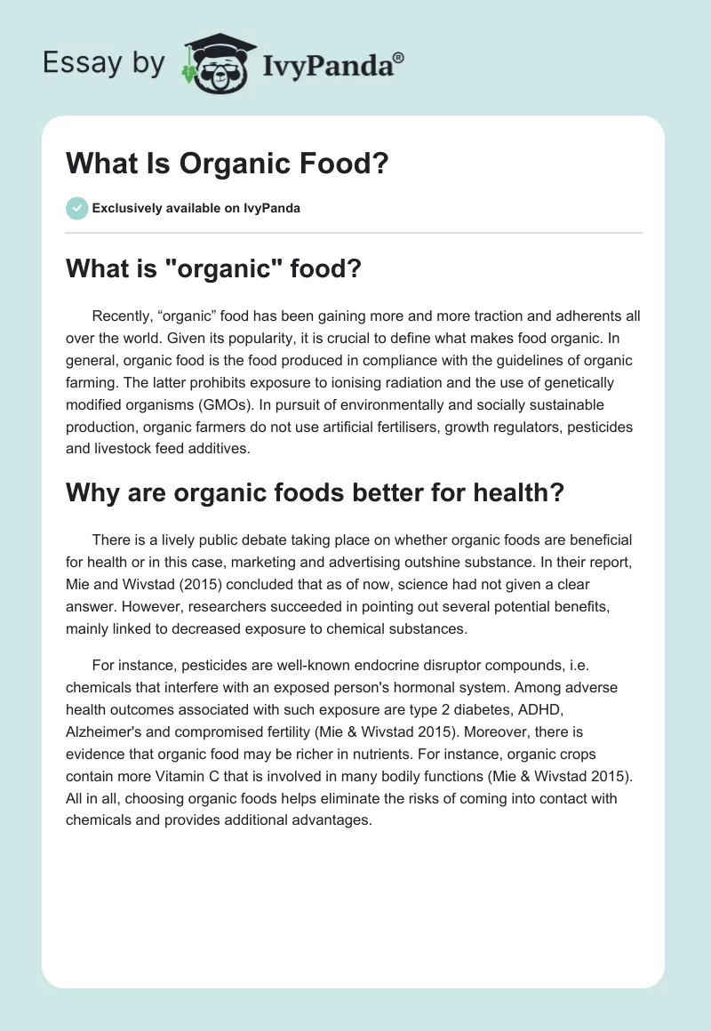What Is "Organic" Food?. Page 1