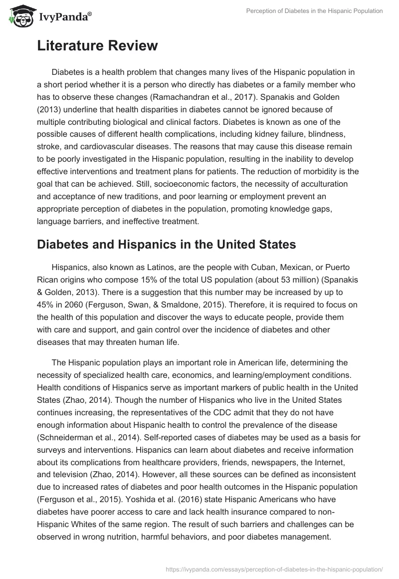 Perception of Diabetes in the Hispanic Population. Page 5