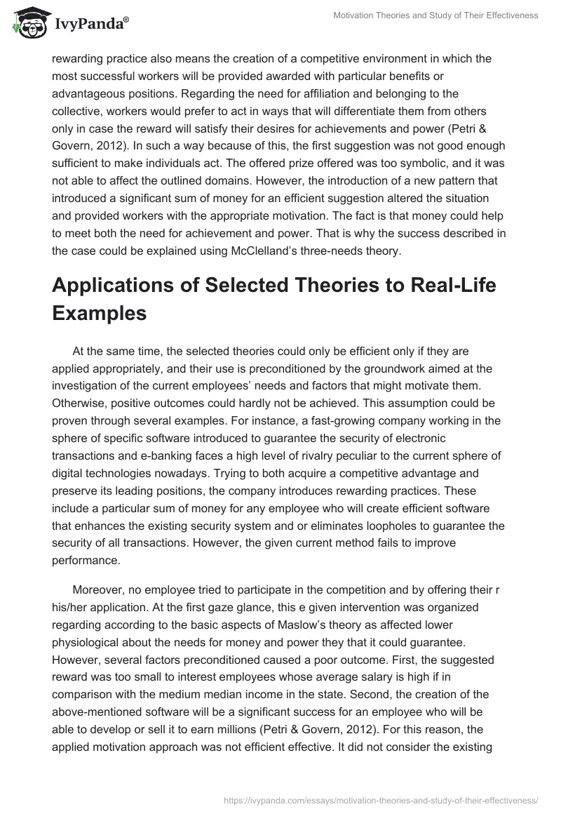 Motivation Theories and Study of Their Effectiveness. Page 4