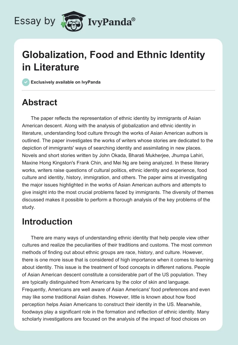 Globalization, Food, and Ethnic Identity in Literature. Page 1
