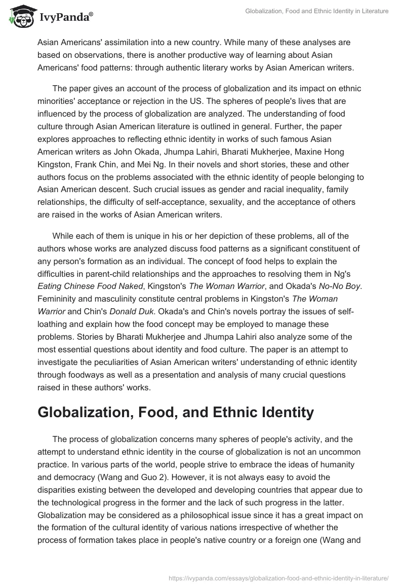Globalization, Food, and Ethnic Identity in Literature. Page 2