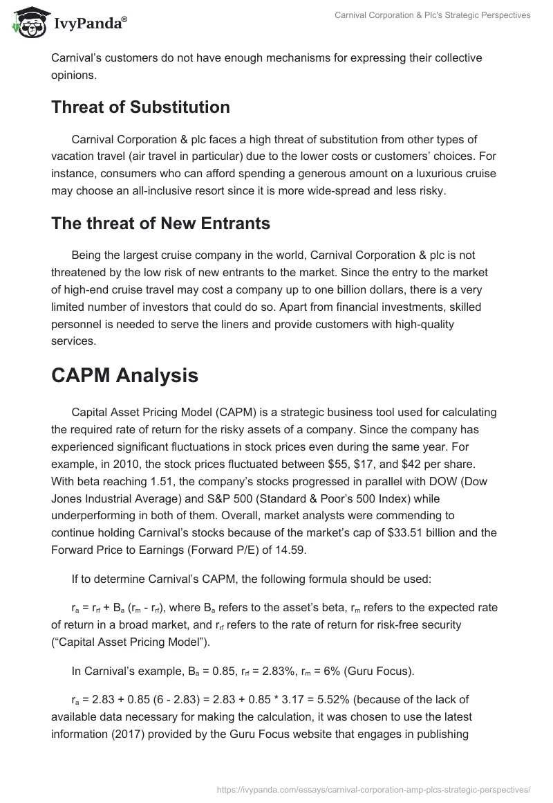 Carnival Corporation & Plc's Strategic Perspectives. Page 4