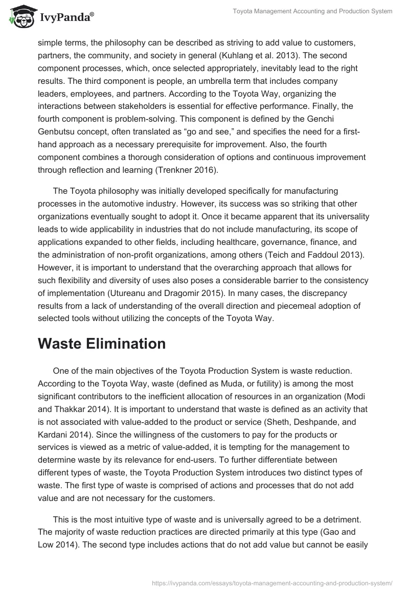 Toyota Management Accounting and Production System. Page 2