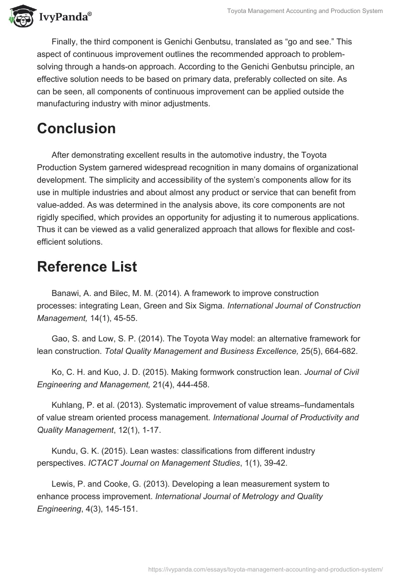 Toyota Management Accounting and Production System. Page 5