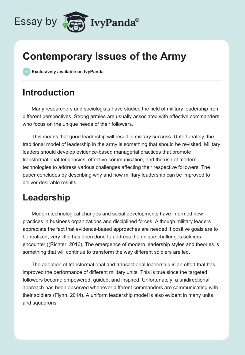 Contemporary Issues of the Army. Page 1