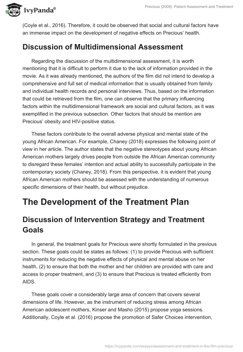 Precious (2009): Patient Assessment and Treatment. Page 4