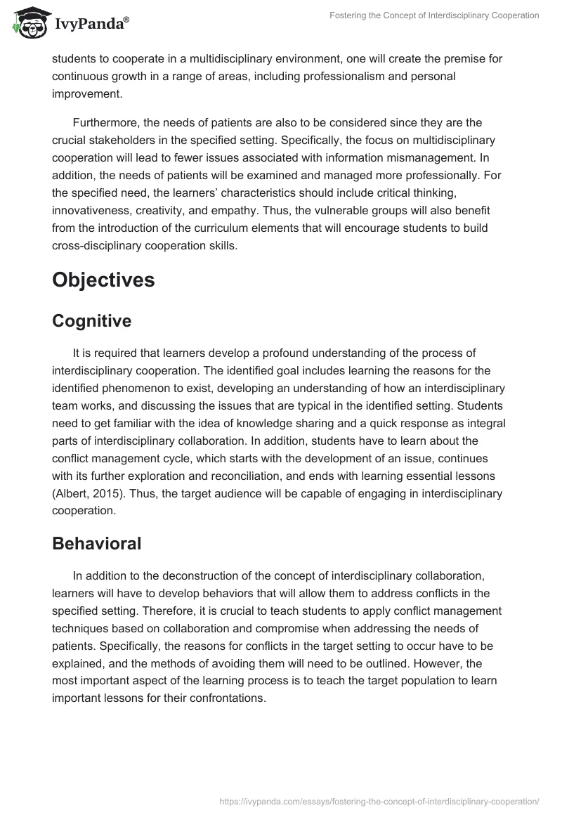 Fostering the Concept of Interdisciplinary Cooperation. Page 2