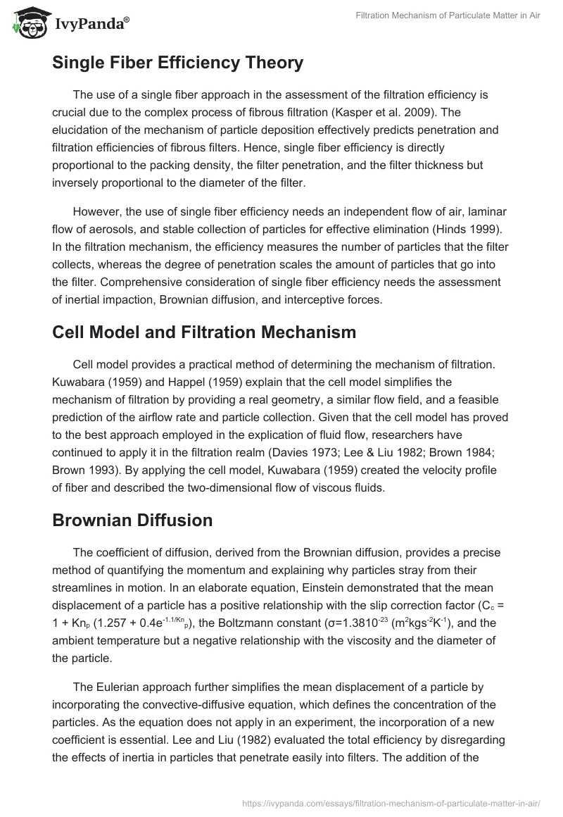 Filtration Mechanism of Particulate Matter in Air. Page 5