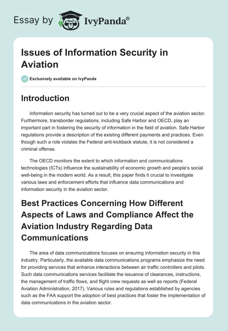 Issues of Information Security in Aviation. Page 1