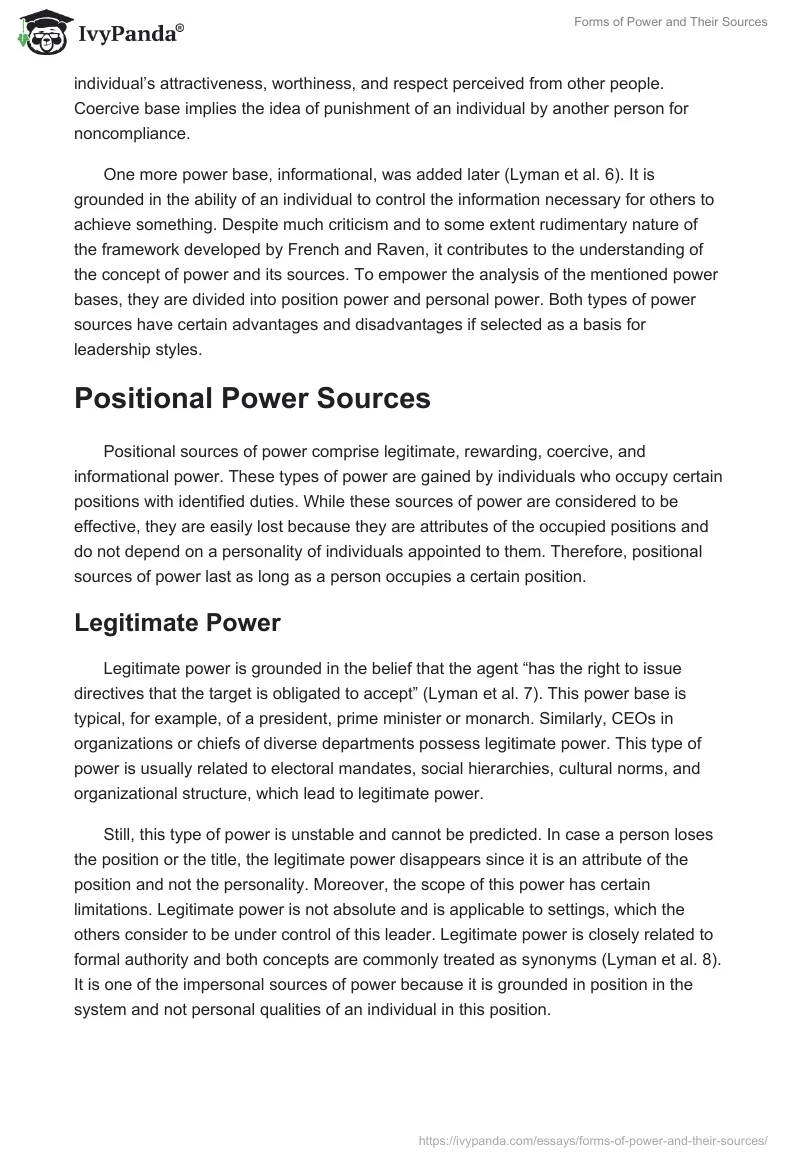 Forms of Power and Their Sources. Page 2