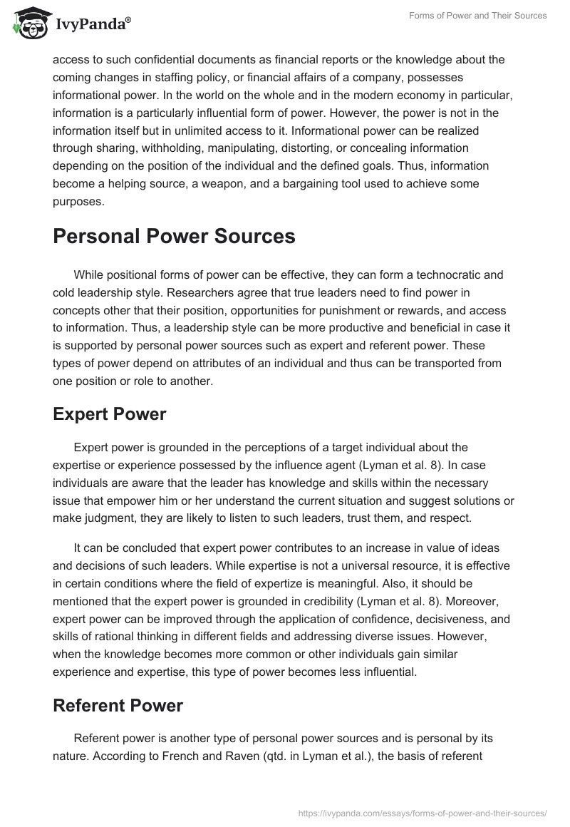 Forms of Power and Their Sources. Page 4