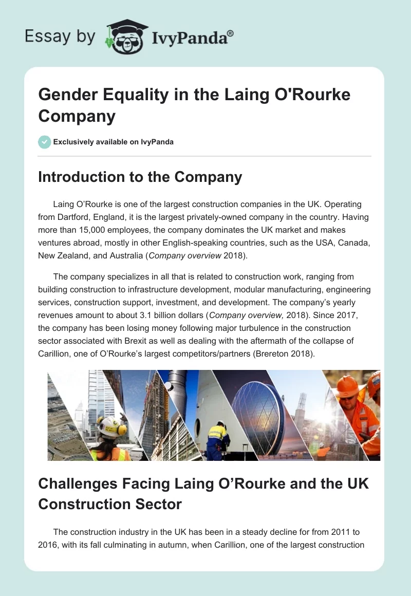 Gender Equality in the Laing O'Rourke Company. Page 1