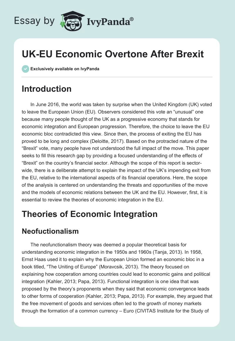 UK-EU Economic Overtone After Brexit. Page 1