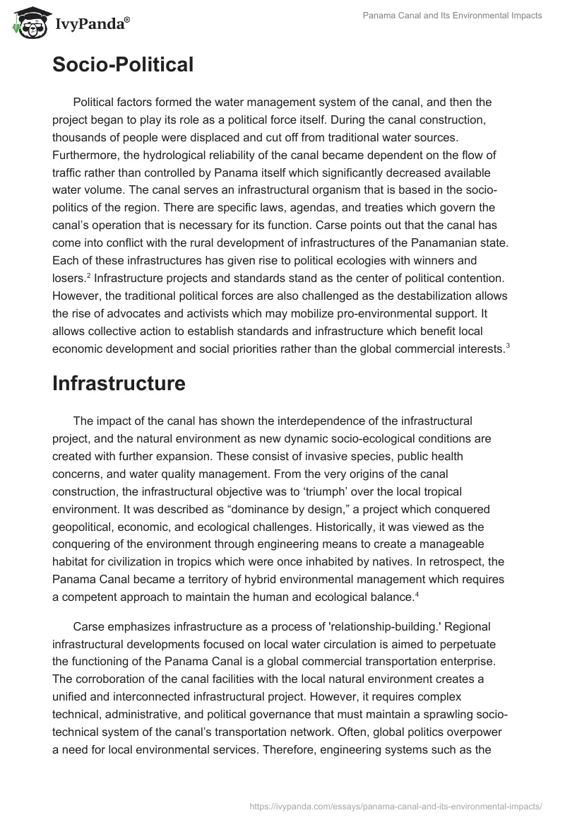 Panama Canal and Its Environmental Impacts. Page 2