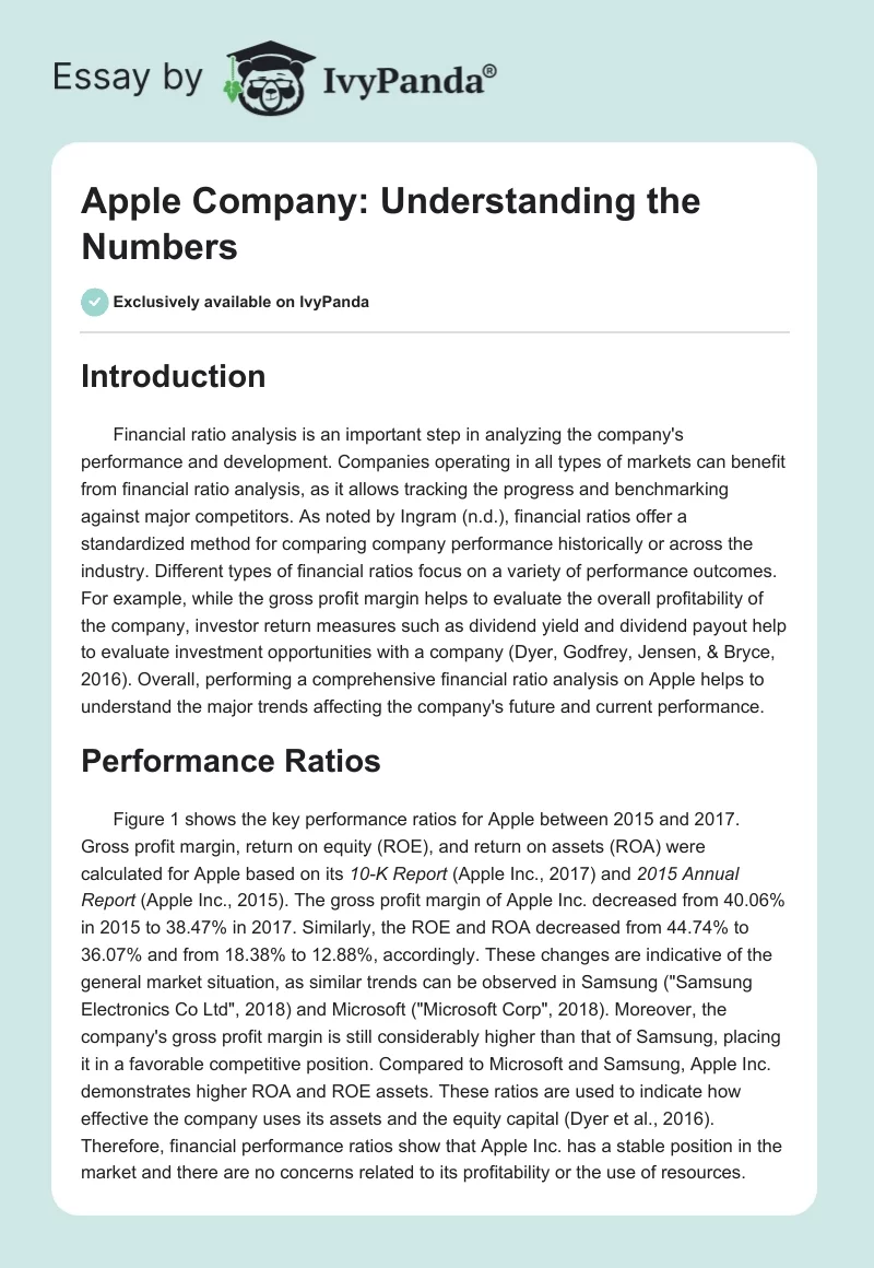 Apple Company: Understanding the Numbers. Page 1