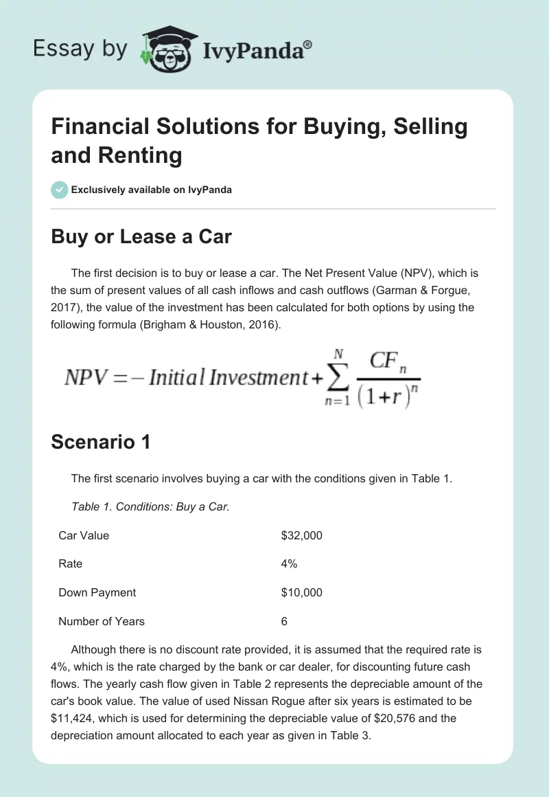 Financial Solutions for Buying, Selling and Renting. Page 1