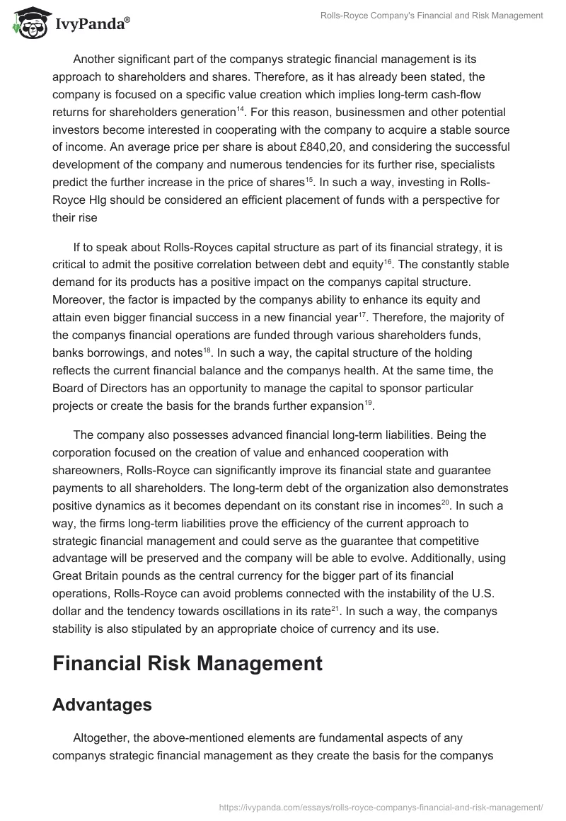 Rolls-Royce Company's Financial and Risk Management. Page 3