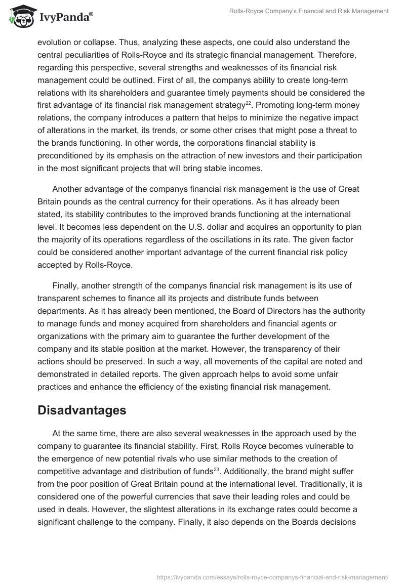 Rolls-Royce Company's Financial and Risk Management. Page 4