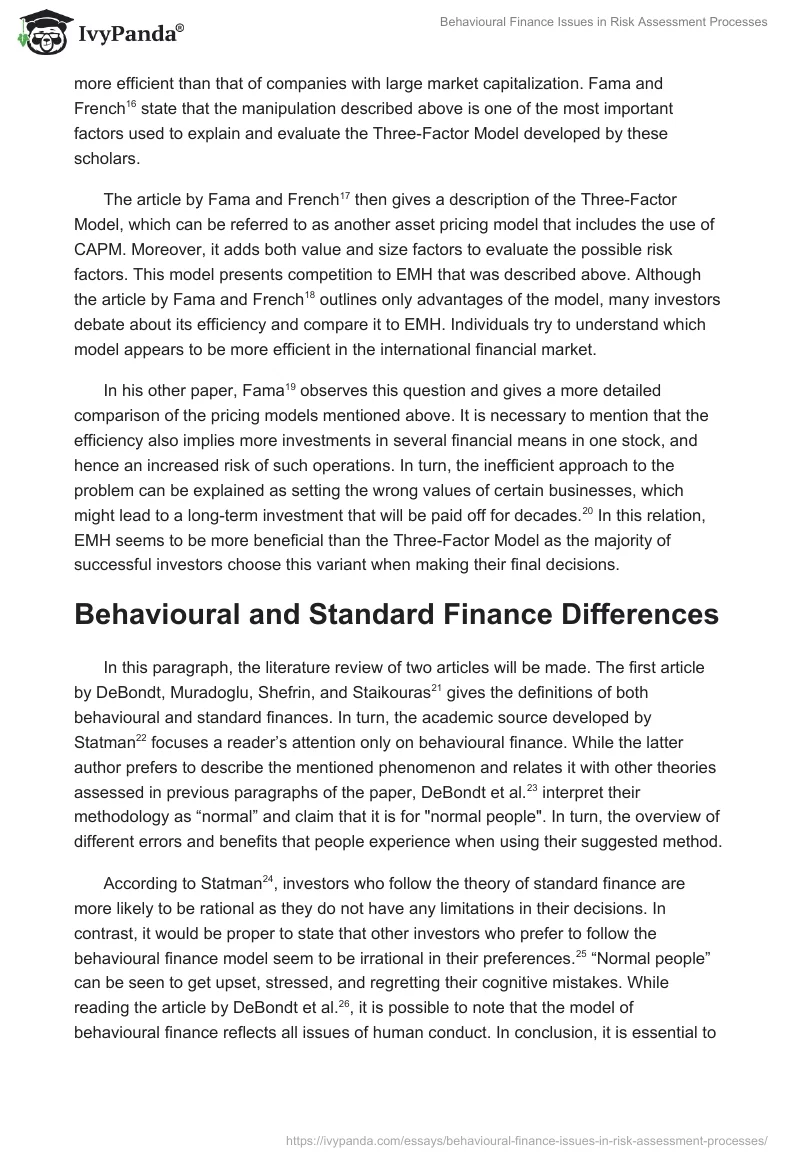 Behavioural Finance Issues in Risk Assessment Processes. Page 4