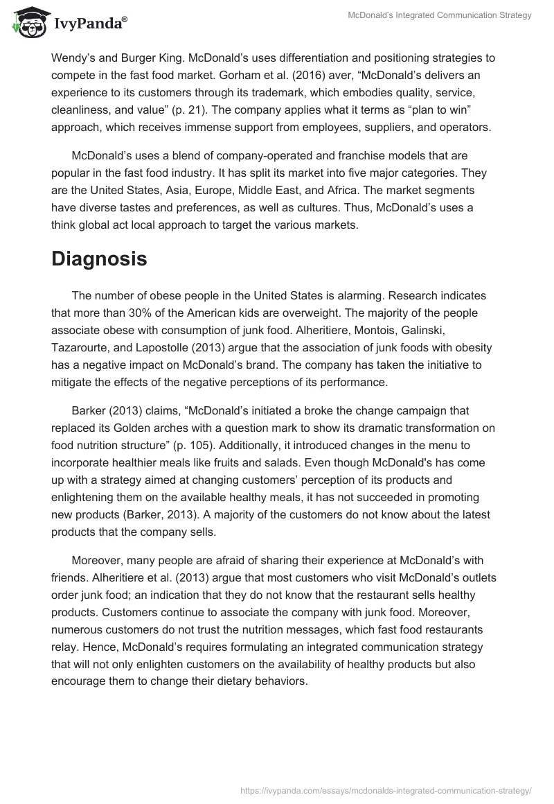 McDonald’s Integrated Communication Strategy. Page 2