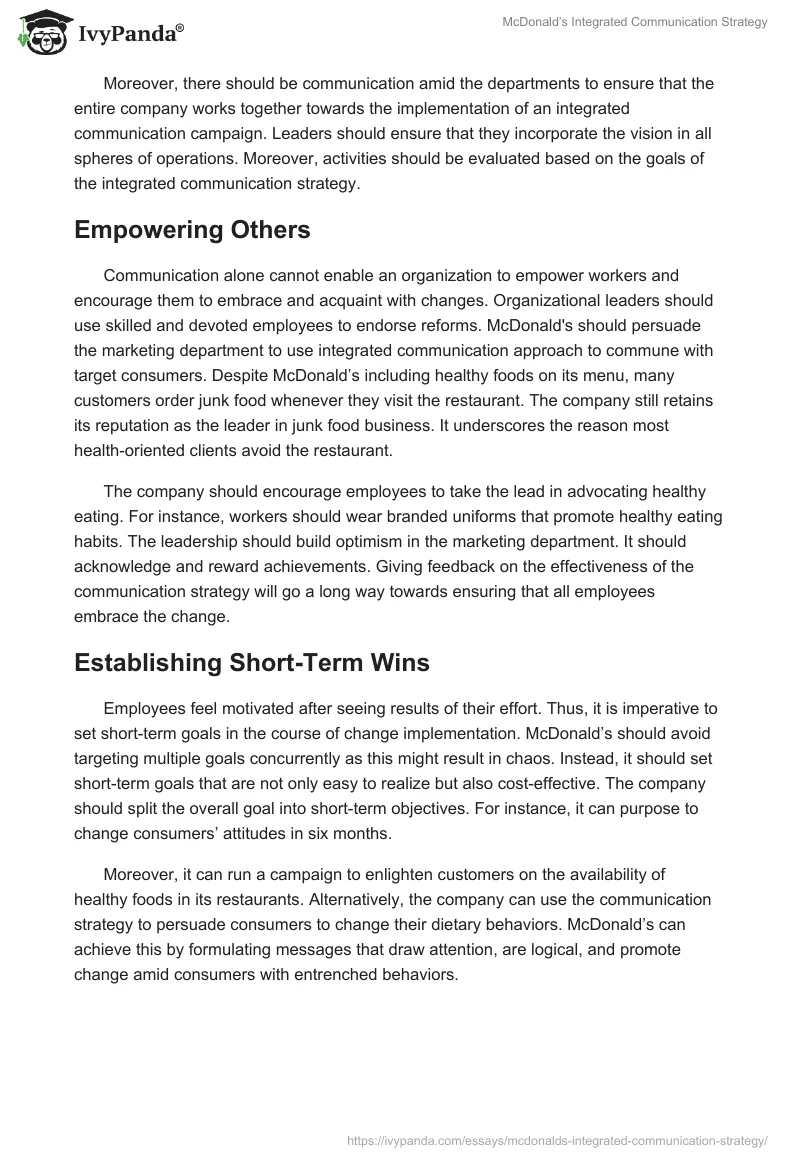 McDonald’s Integrated Communication Strategy. Page 5