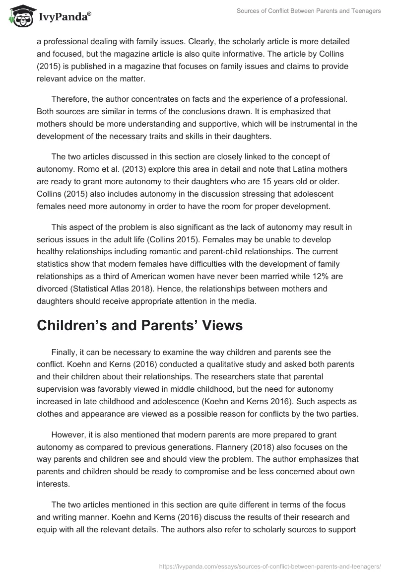 Sources of Conflict Between Parents and Teenagers. Page 3