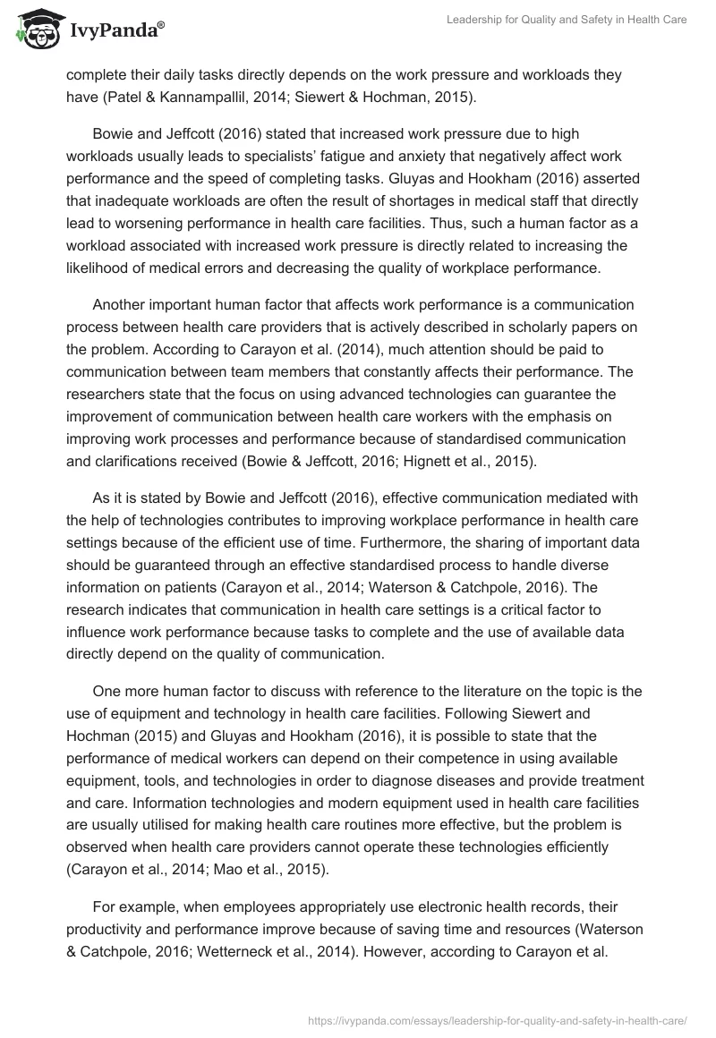Leadership for Quality and Safety in Health Care. Page 2