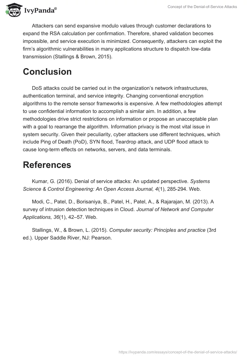 Concept of the Denial-of-Service Attacks. Page 4