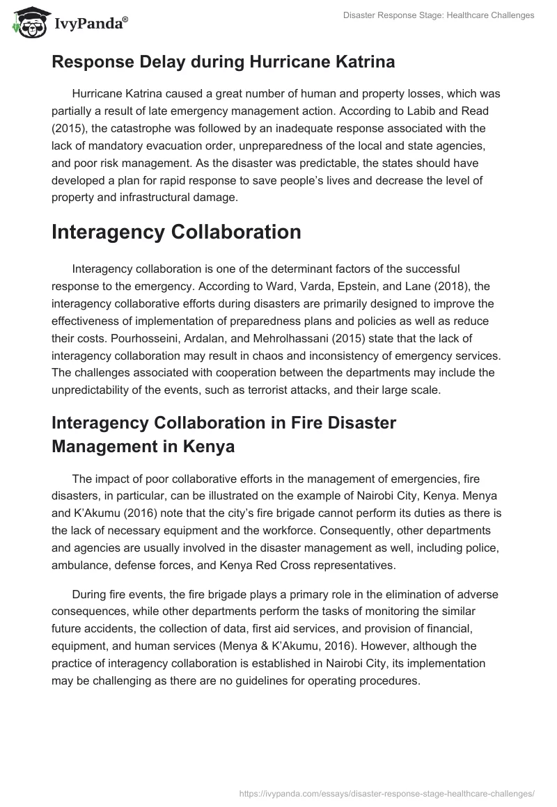 Disaster Response Stage: Healthcare Challenges. Page 5