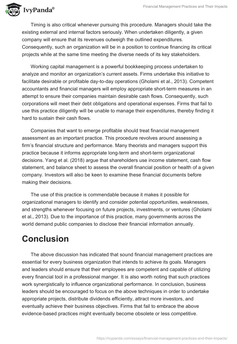 Financial Management Practices and Their Impacts. Page 4