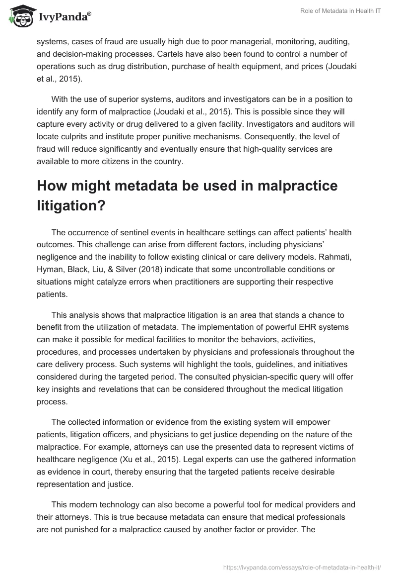 Role of Metadata in Health IT. Page 3