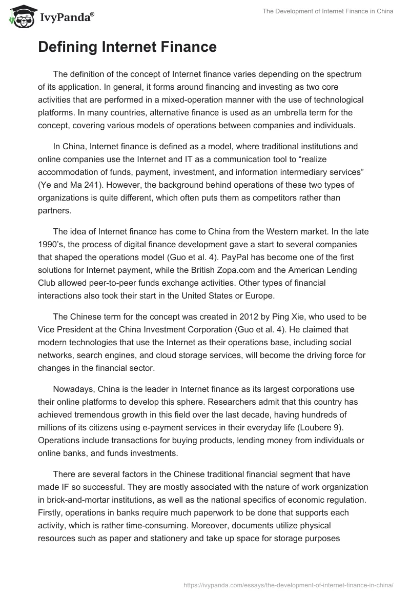 The Development of Internet Finance in China. Page 2