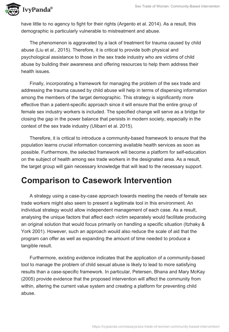 Sex Trade of Women: Community-Based Intervention. Page 2