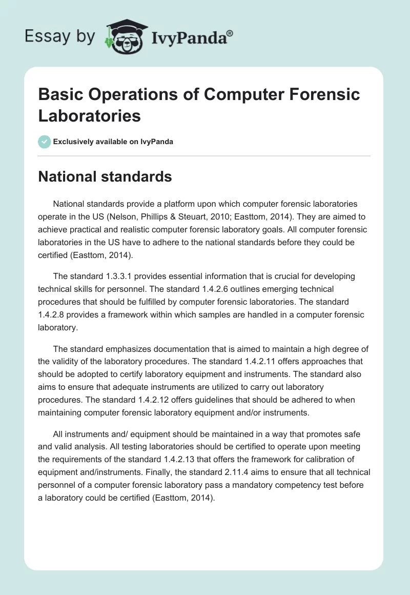 Basic Operations of Computer Forensic Laboratories. Page 1