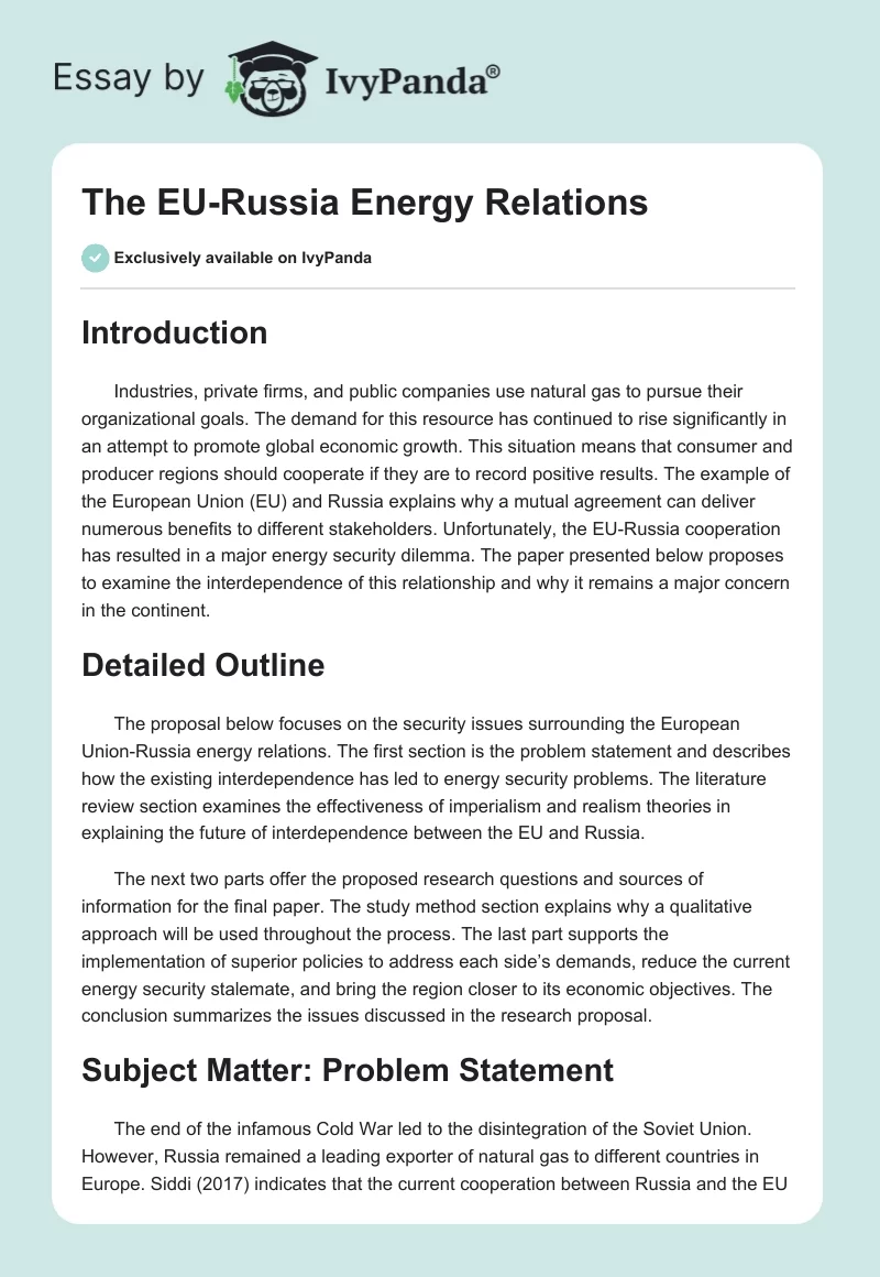 The EU-Russia Energy Relations. Page 1