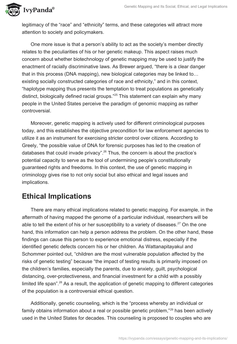Genetic Mapping and Its Social, Ethical, and Legal Implications. Page 4