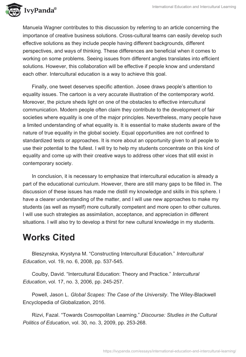 International Education and Intercultural Learning. Page 3