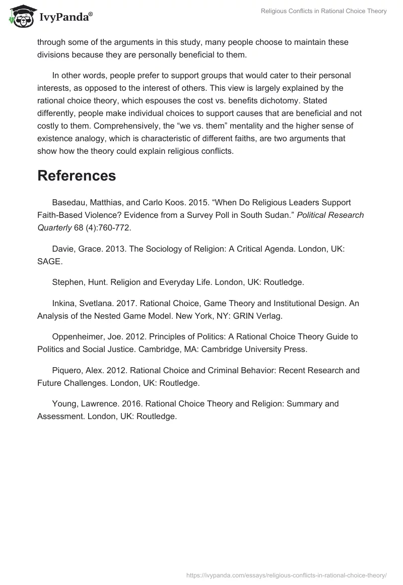 Religious Conflicts in Rational Choice Theory. Page 5