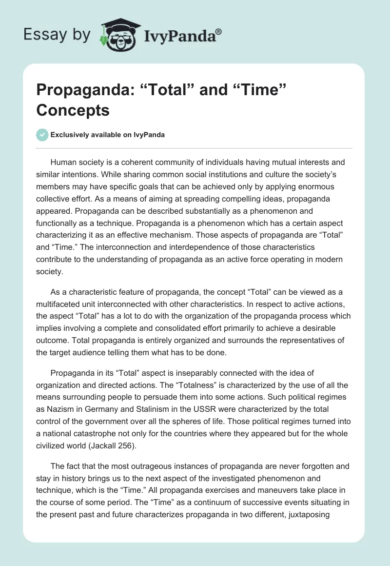 Propaganda: “Total” and “Time” Concepts. Page 1