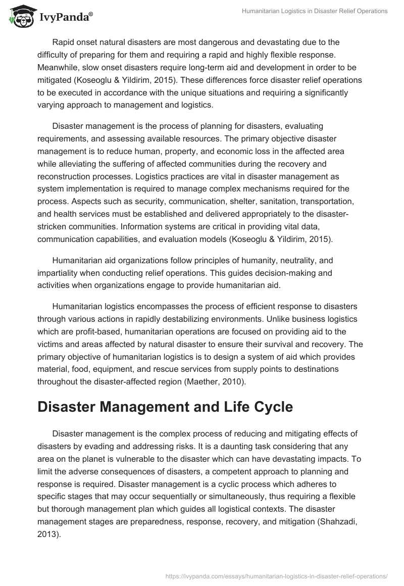 Humanitarian Logistics in Disaster Relief Operations. Page 2