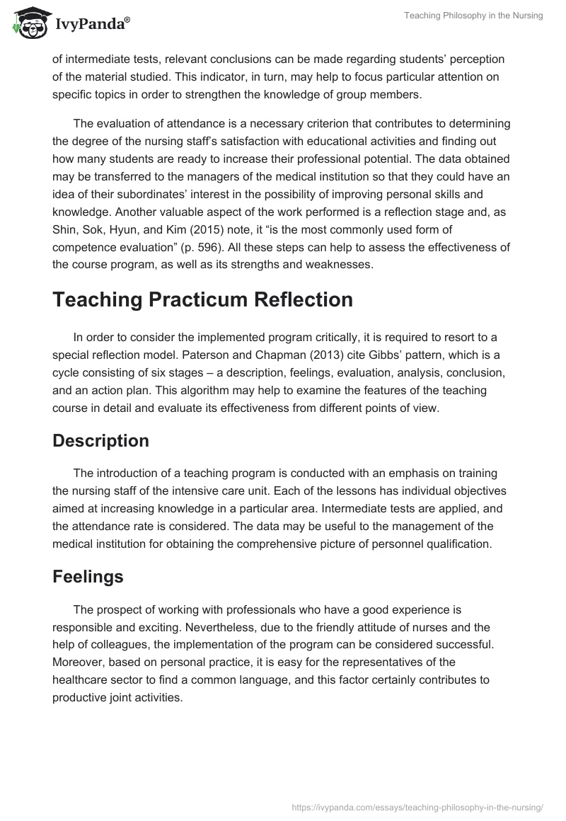 Teaching Philosophy in the Nursing. Page 5