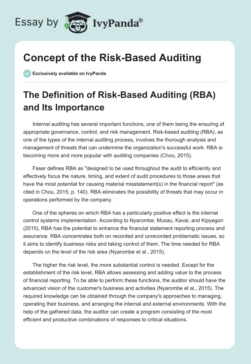 Concept of the Risk-Based Auditing. Page 1