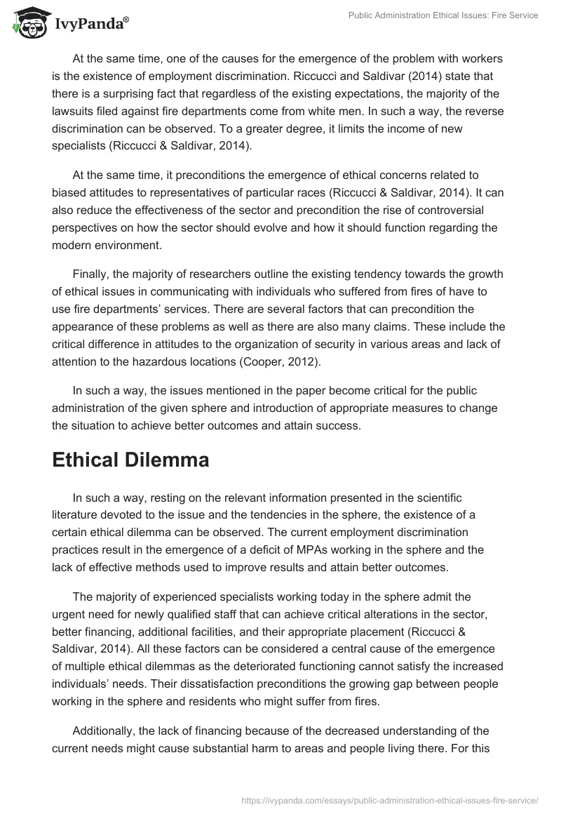 Public Administration Ethical Issues: Fire Service. Page 3