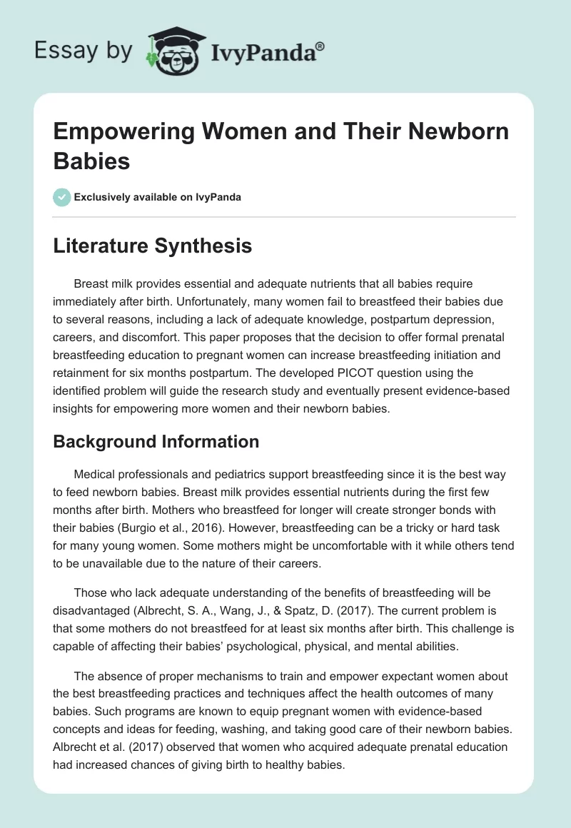 Empowering Women and Their Newborn Babies. Page 1
